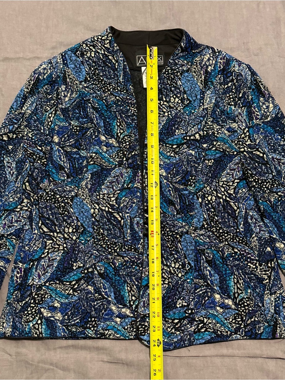Alex Evenings 2 Piece Jacket/Tank Set Sparkly Botanical Leaf Pattern - Picture 3 of 12